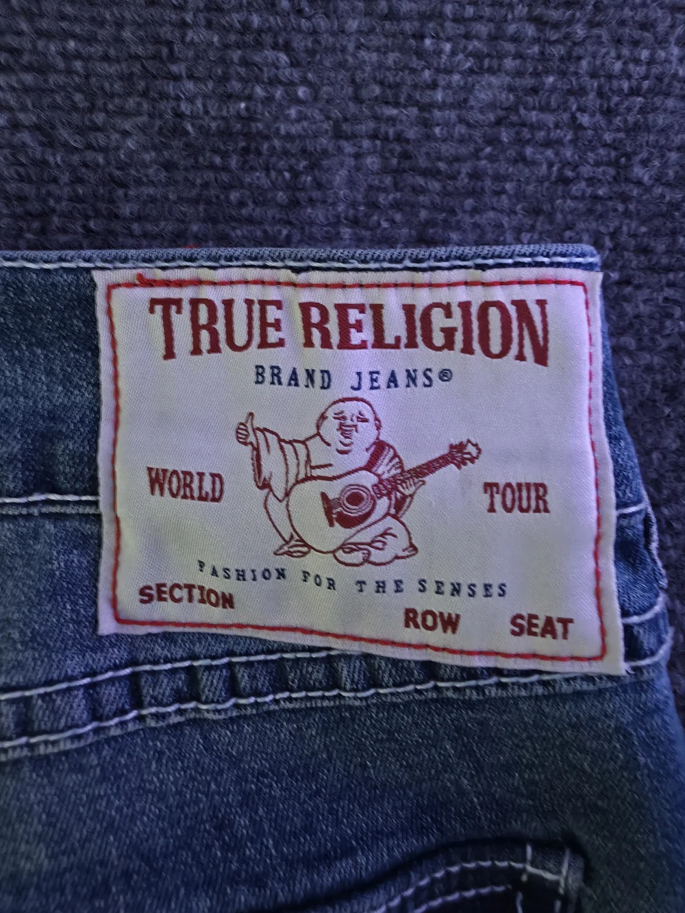 True Religion Mens Ricky Relaxed Straight Medium Wash Blue Denim Jeans 36x34